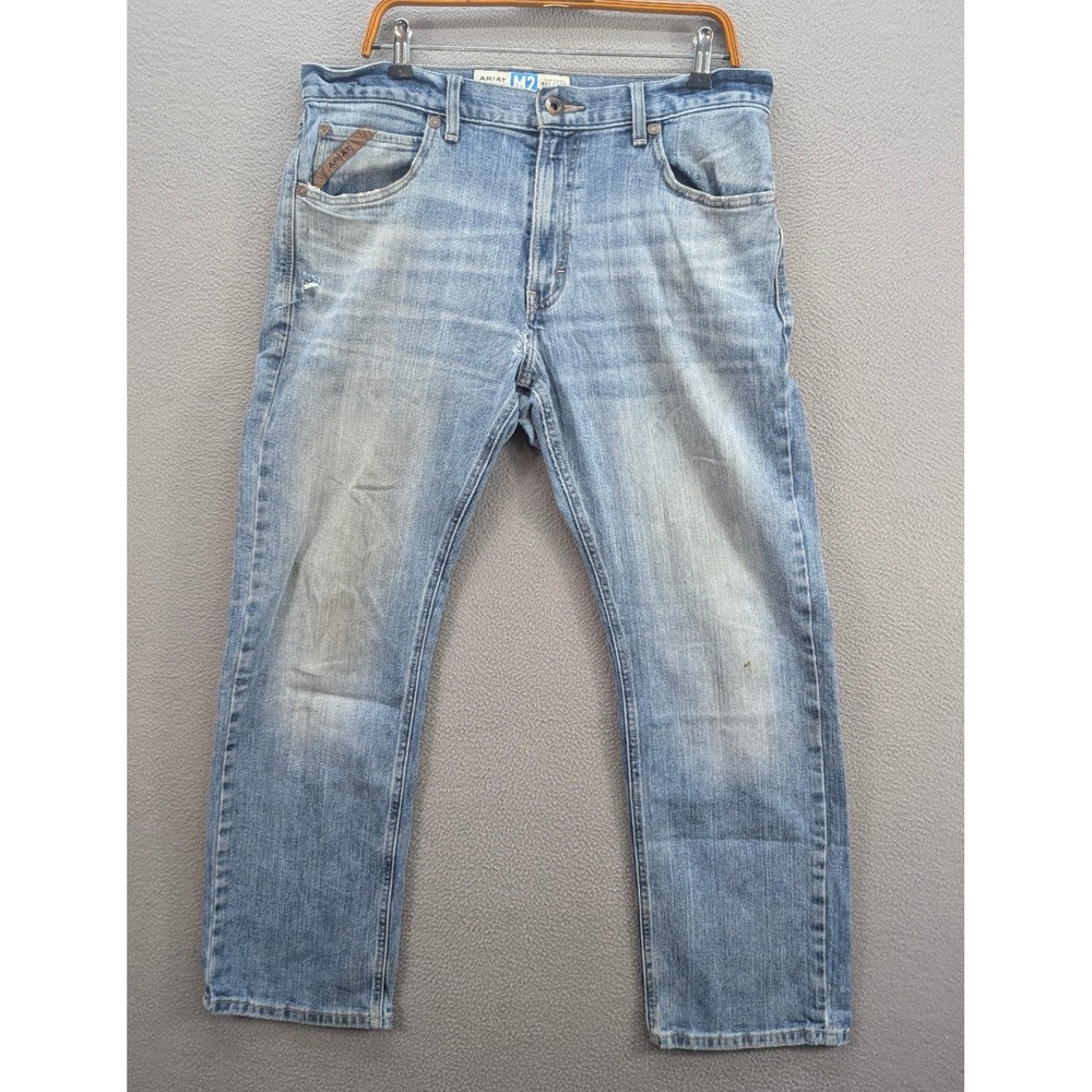 Ariat Legacy M2 Traditional Relaxed Bootcut Jeans 34x30 Blue Grunge Whiskered